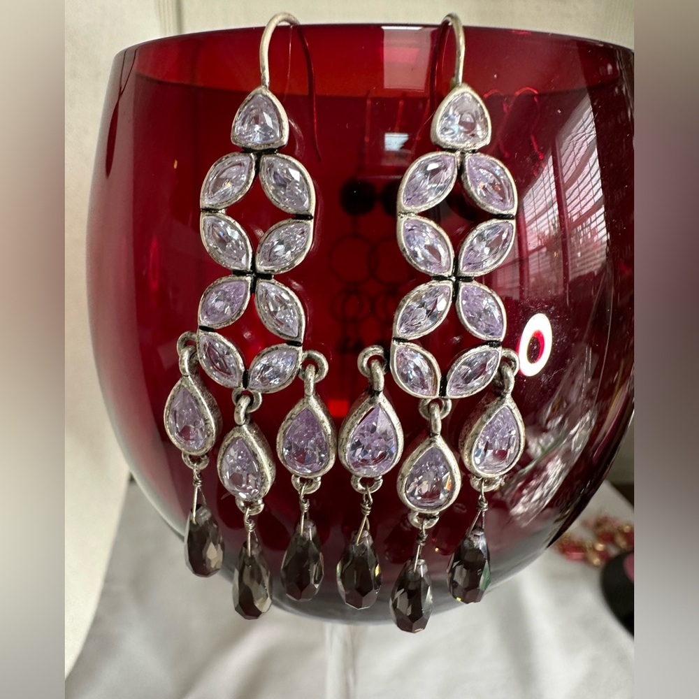Purple and smoky topaz colored rhinestone earrings